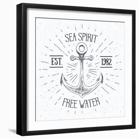 Sea Spirit - Sketched Anchor-Anton Yanchevskyi-Framed Art Print