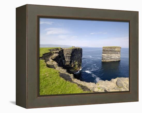 Sea Stack at Downpatrick Head, Near Ballycastle, County Mayo, Connacht, Republic of Ireland (Eire)-Gary Cook-Framed Premier Image Canvas