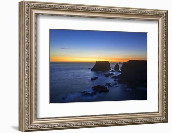 Sea stacks and cliffs at sunset, Shetland Islands, Scotland-Philippe Clement-Framed Photographic Print