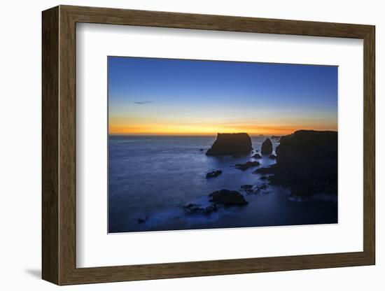 Sea stacks and cliffs at sunset, Shetland Islands, Scotland-Philippe Clement-Framed Photographic Print