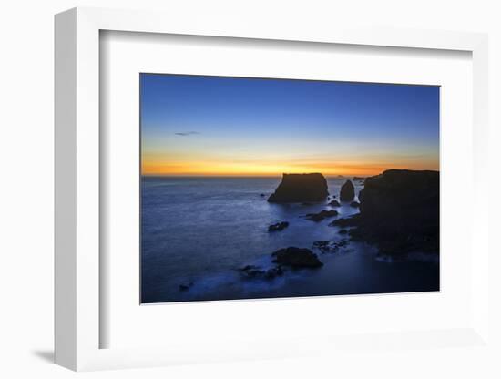 Sea stacks and cliffs at sunset, Shetland Islands, Scotland-Philippe Clement-Framed Photographic Print