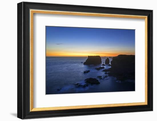 Sea stacks and cliffs at sunset, Shetland Islands, Scotland-Philippe Clement-Framed Photographic Print