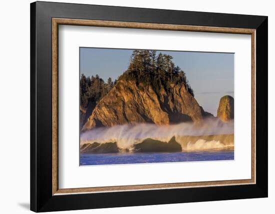 Sea stacks and waves on Rialto Beach, Olympic National Park, Washington State, USA-Chuck Haney-Framed Photographic Print