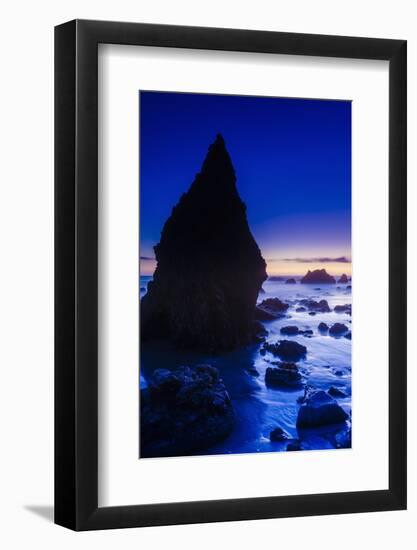 Sea stacks at dusk, El Matador State Beach, Malibu, California, USA-Russ Bishop-Framed Photographic Print