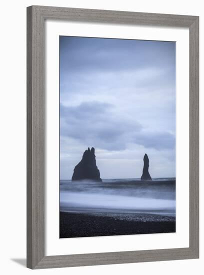 Sea Stacks At Reynisdrangar At Dusk. Vik. Iceland-Oscar Dominguez-Framed Photographic Print