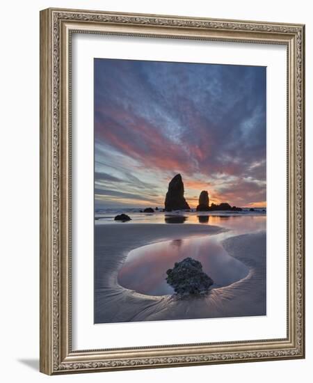 Sea Stacks at Sunset, Cannon Beach, Oregon, United States of America, North America-James Hager-Framed Photographic Print