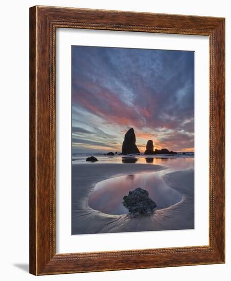 Sea Stacks at Sunset, Cannon Beach, Oregon, United States of America, North America-James Hager-Framed Photographic Print