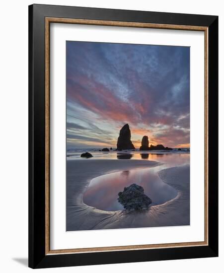 Sea Stacks at Sunset, Cannon Beach, Oregon, United States of America, North America-James Hager-Framed Photographic Print