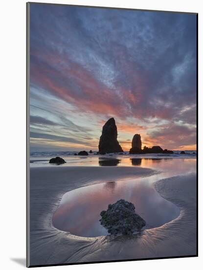 Sea Stacks at Sunset, Cannon Beach, Oregon, United States of America, North America-James Hager-Mounted Photographic Print