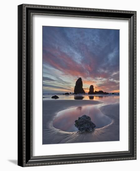 Sea Stacks at Sunset, Cannon Beach, Oregon, United States of America, North America-James Hager-Framed Photographic Print