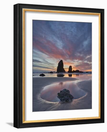 Sea Stacks at Sunset, Cannon Beach, Oregon, United States of America, North America-James Hager-Framed Photographic Print