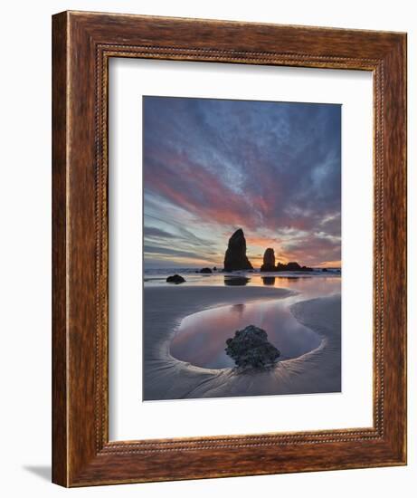 Sea Stacks at Sunset, Cannon Beach, Oregon, United States of America, North America-James Hager-Framed Photographic Print