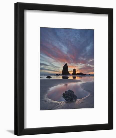 Sea Stacks at Sunset, Cannon Beach, Oregon, United States of America, North America-James Hager-Framed Photographic Print