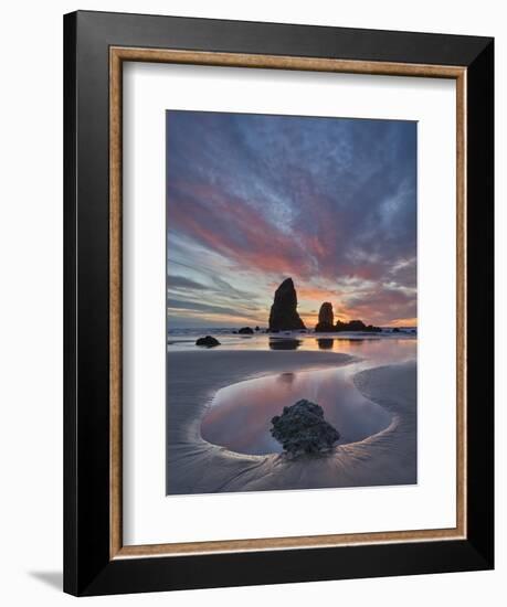 Sea Stacks at Sunset, Cannon Beach, Oregon, United States of America, North America-James Hager-Framed Photographic Print