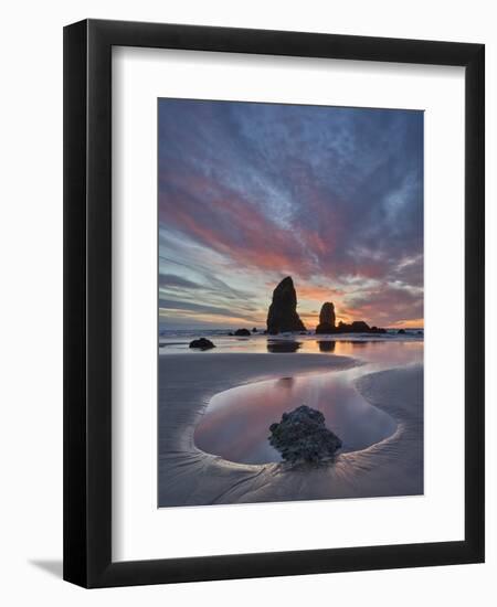 Sea Stacks at Sunset, Cannon Beach, Oregon, United States of America, North America-James Hager-Framed Photographic Print