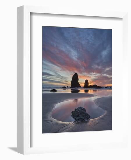 Sea Stacks at Sunset, Cannon Beach, Oregon, United States of America, North America-James Hager-Framed Photographic Print