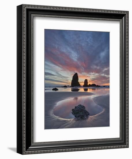 Sea Stacks at Sunset, Cannon Beach, Oregon, United States of America, North America-James Hager-Framed Photographic Print