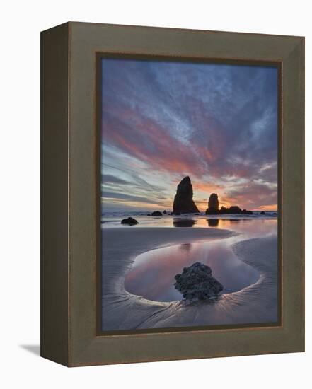 Sea Stacks at Sunset, Cannon Beach, Oregon, United States of America, North America-James Hager-Framed Premier Image Canvas