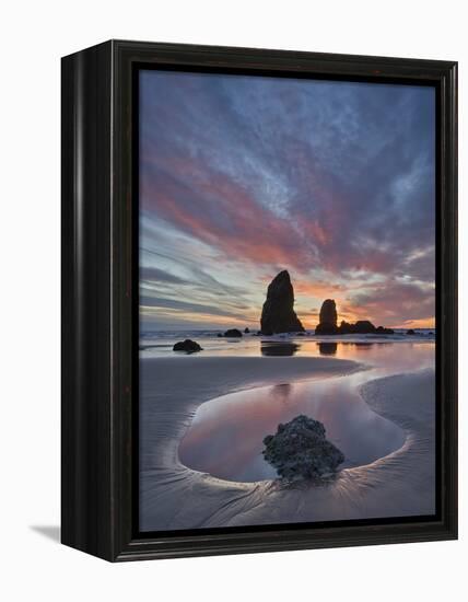 Sea Stacks at Sunset, Cannon Beach, Oregon, United States of America, North America-James Hager-Framed Premier Image Canvas