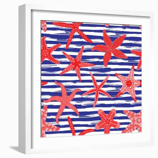 Sea Stars Pattern-Baksiabat-Framed Art Print