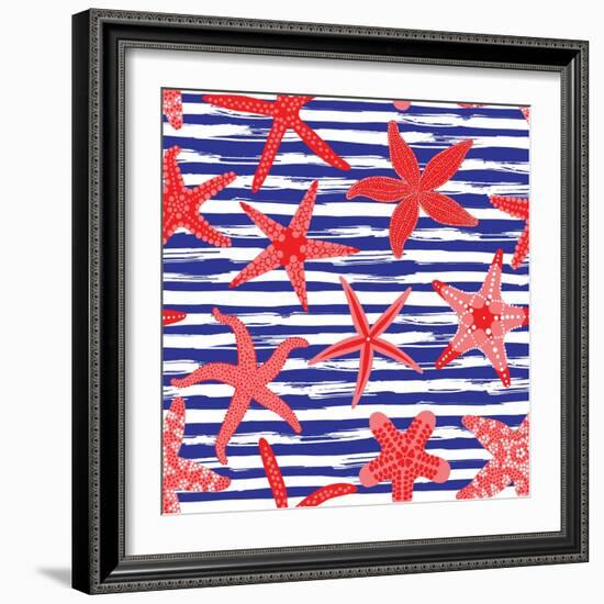 Sea Stars Pattern-Baksiabat-Framed Art Print