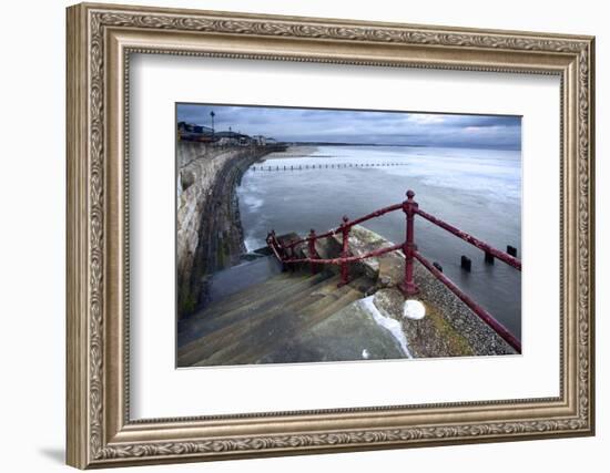 Sea Steps and Incoming Tide at North Sands, Bridlington, East Riding of Yorkshire, England, UK-Mark Sunderland-Framed Photographic Print