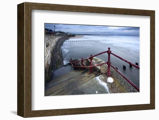 Sea Steps and Incoming Tide at North Sands, Bridlington, East Riding of Yorkshire, England, UK-Mark Sunderland-Framed Photographic Print