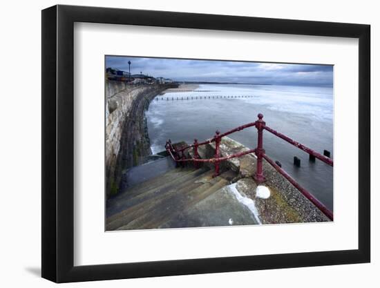 Sea Steps and Incoming Tide at North Sands, Bridlington, East Riding of Yorkshire, England, UK-Mark Sunderland-Framed Photographic Print