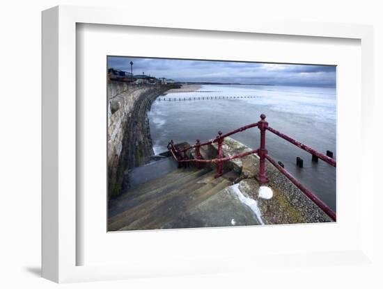 Sea Steps and Incoming Tide at North Sands, Bridlington, East Riding of Yorkshire, England, UK-Mark Sunderland-Framed Photographic Print