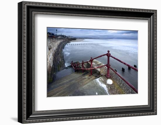 Sea Steps and Incoming Tide at North Sands, Bridlington, East Riding of Yorkshire, England, UK-Mark Sunderland-Framed Photographic Print