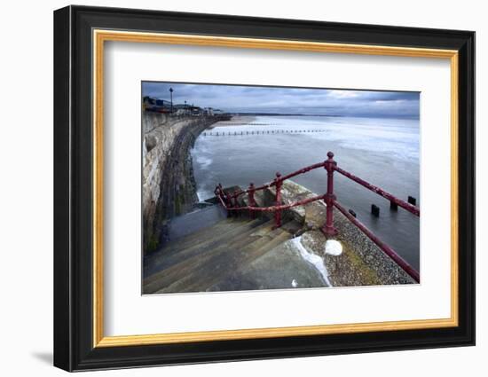 Sea Steps and Incoming Tide at North Sands, Bridlington, East Riding of Yorkshire, England, UK-Mark Sunderland-Framed Photographic Print