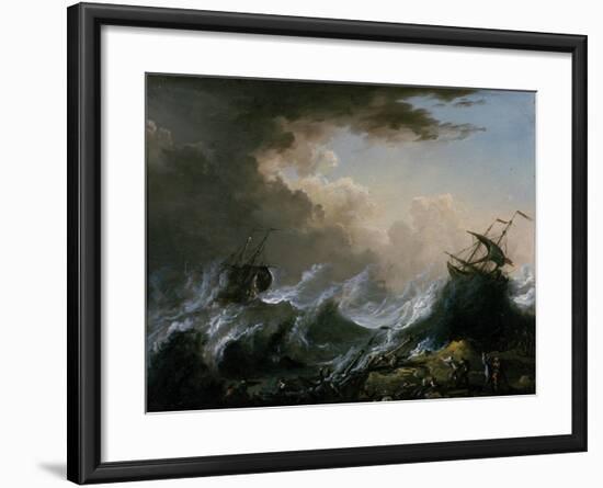 Sea Storm and Shipwreck-Christian Wilhelm Ernst Dietrich-Framed Giclee Print