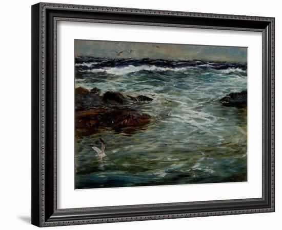 Sea Study at Portscatho, Cornwall, 1901-Charles Napier Hemy-Framed Giclee Print