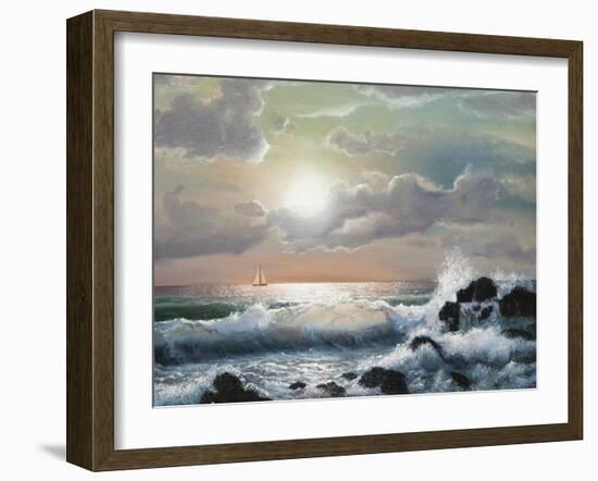 Sea Sunset, Oil Painting-Lilun-Framed Art Print