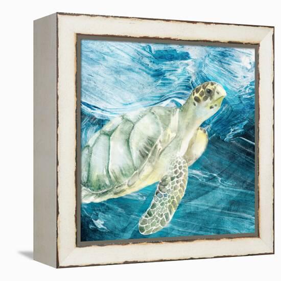 Sea Turtle Blues-Kimberly Allen-Framed Stretched Canvas