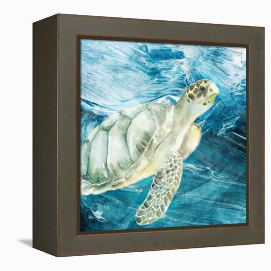 Sea Turtle Blues-Kimberly Allen-Framed Stretched Canvas
