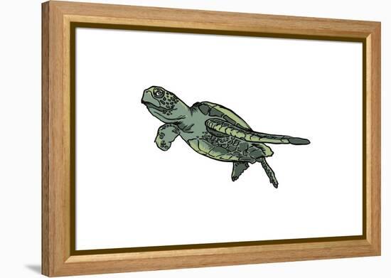 Sea Turtle - Icon-Lantern Press-Framed Stretched Canvas