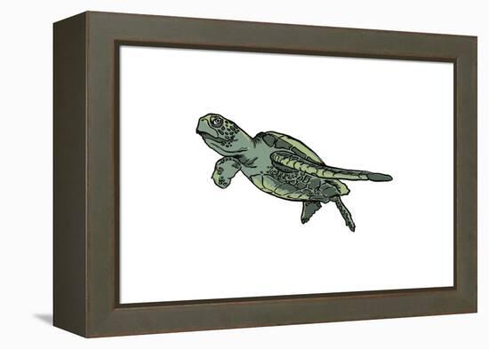 Sea Turtle - Icon-Lantern Press-Framed Stretched Canvas