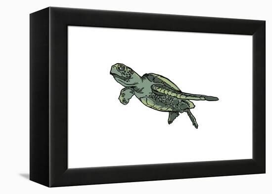 Sea Turtle - Icon-Lantern Press-Framed Stretched Canvas