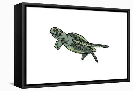 Sea Turtle - Icon-Lantern Press-Framed Stretched Canvas