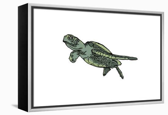 Sea Turtle - Icon-Lantern Press-Framed Stretched Canvas