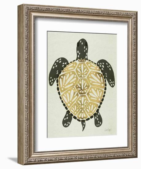 Sea Turtle in Black and Gold-Cat Coquillette-Framed Art Print