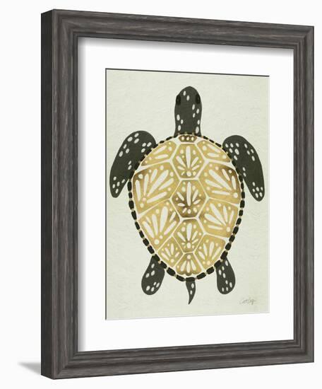 Sea Turtle in Black and Gold-Cat Coquillette-Framed Art Print