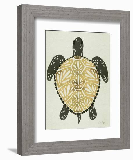 Sea Turtle in Black and Gold-Cat Coquillette-Framed Art Print