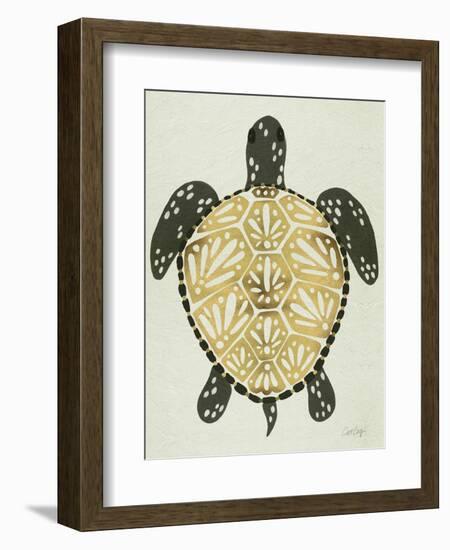 Sea Turtle in Black and Gold-Cat Coquillette-Framed Art Print