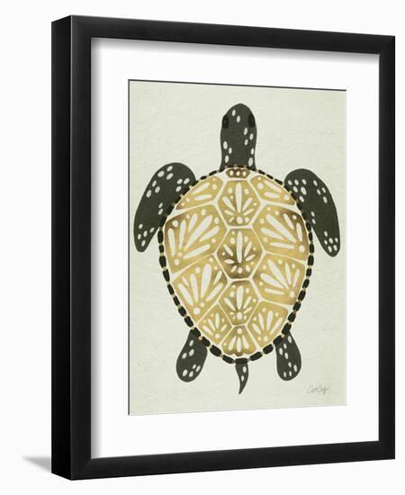 Sea Turtle in Black and Gold-Cat Coquillette-Framed Art Print