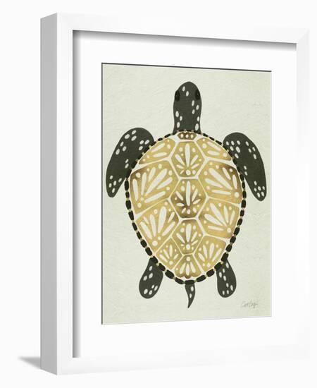 Sea Turtle in Black and Gold-Cat Coquillette-Framed Art Print