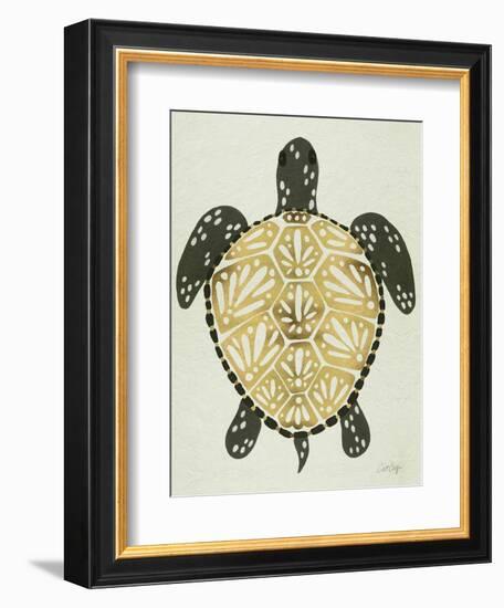 Sea Turtle in Black and Gold-Cat Coquillette-Framed Art Print