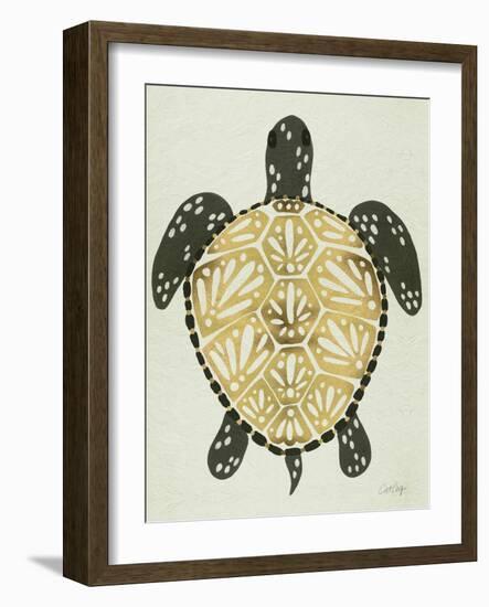 Sea Turtle in Black and Gold-Cat Coquillette-Framed Art Print