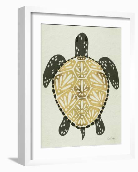 Sea Turtle in Black and Gold-Cat Coquillette-Framed Art Print